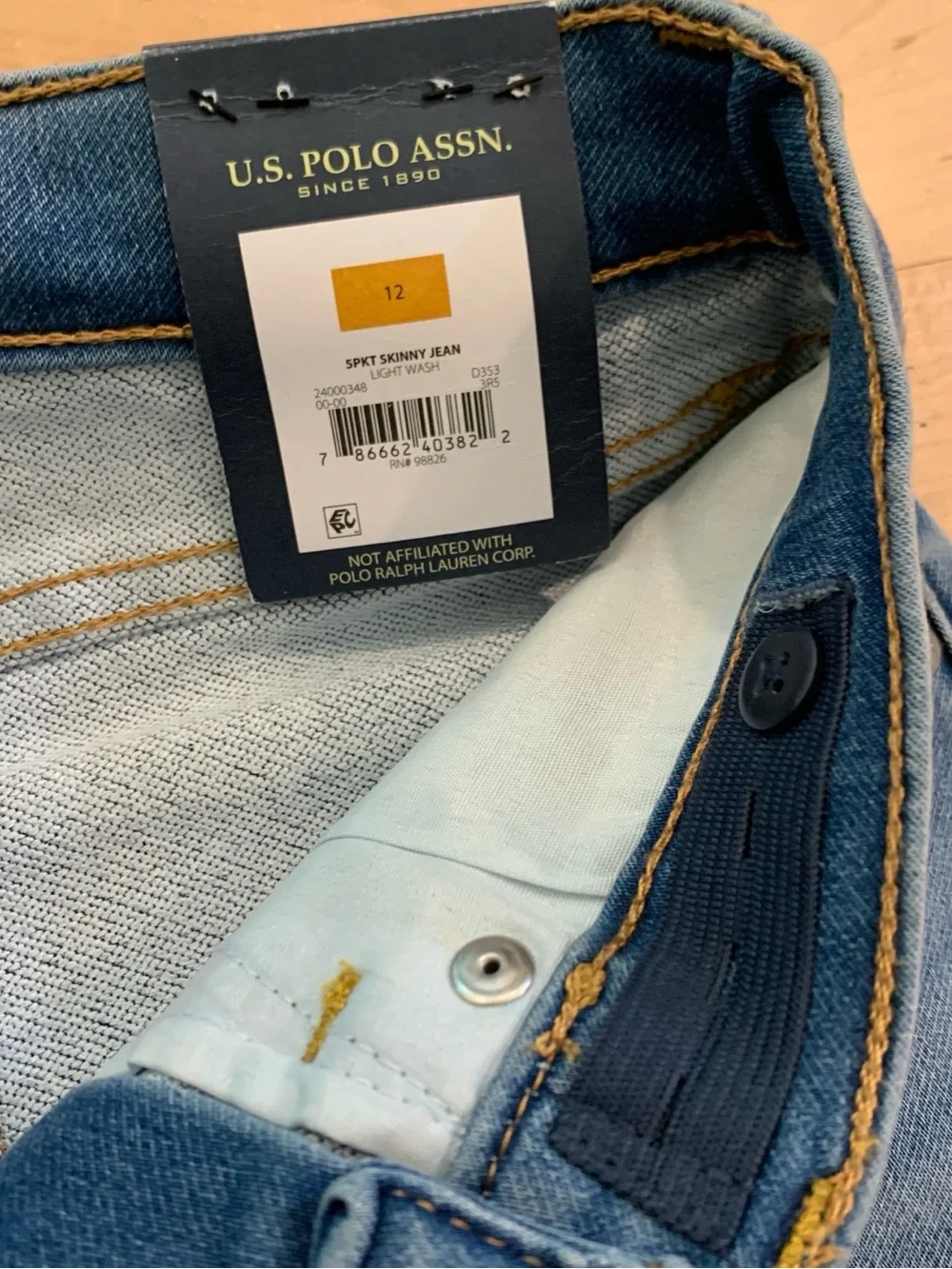 U.S. Polo Assn. Skinny Jeans Youth Boys Size 12 Light Wash New with Tags Set